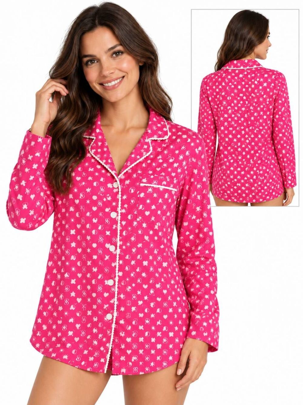 Victoria's Secret S Long Pink Logo Pajama Sleep Shirt
